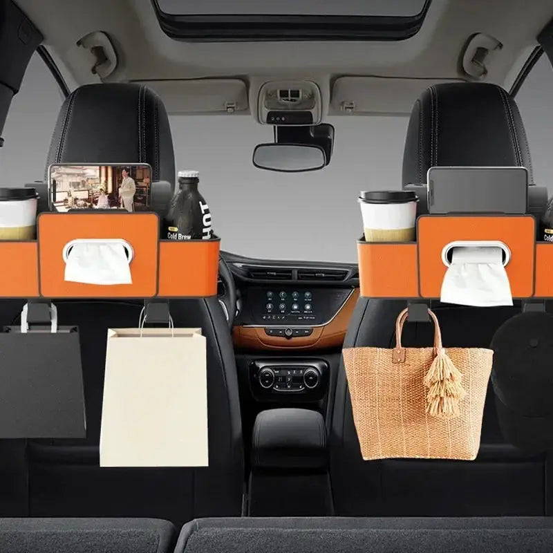 Car Seat Back Storage Box Multi-Functional Vehicle Mounted Tissue Box Rear Seat Storage Cup Holder Hook Automobile Accessories from PriceLows™