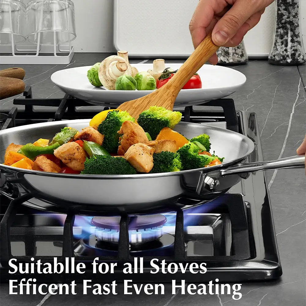 Tri-Ply Stainless Steel Cookware Set 10 Piece, Professional 18/10 Stianless Steel Pots and Pans Set, Oven & Induction Safe from PriceLows™
