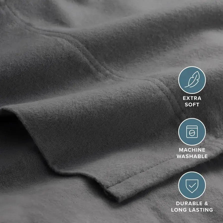 Flannel Sheet Set 100 Cotton, Velvety Soft Heavyweight Double Brushed Flannel Deep Pocket Queen, Grey from PriceLows™