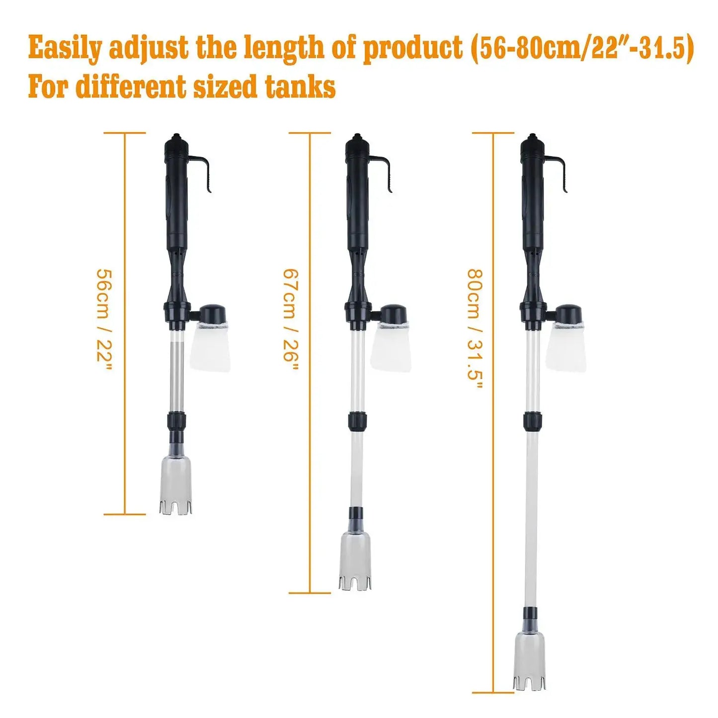 Aquarium Gravel Cleaner Siphon | 520 Lph Flow Rate | Adjustable 56 To 80 Cm