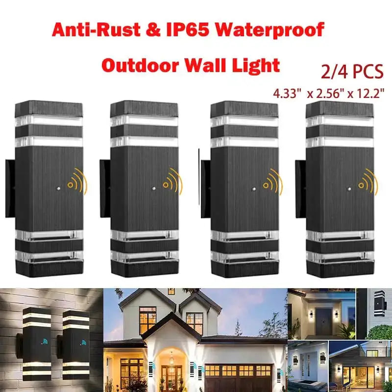 2/4Pcs Smart Outdoor Wall Light Waterproof LED Wall Lamps Sensing Porch Lights Exterior Sconce Lamps For Balcony Garden Backyard from PriceLows™