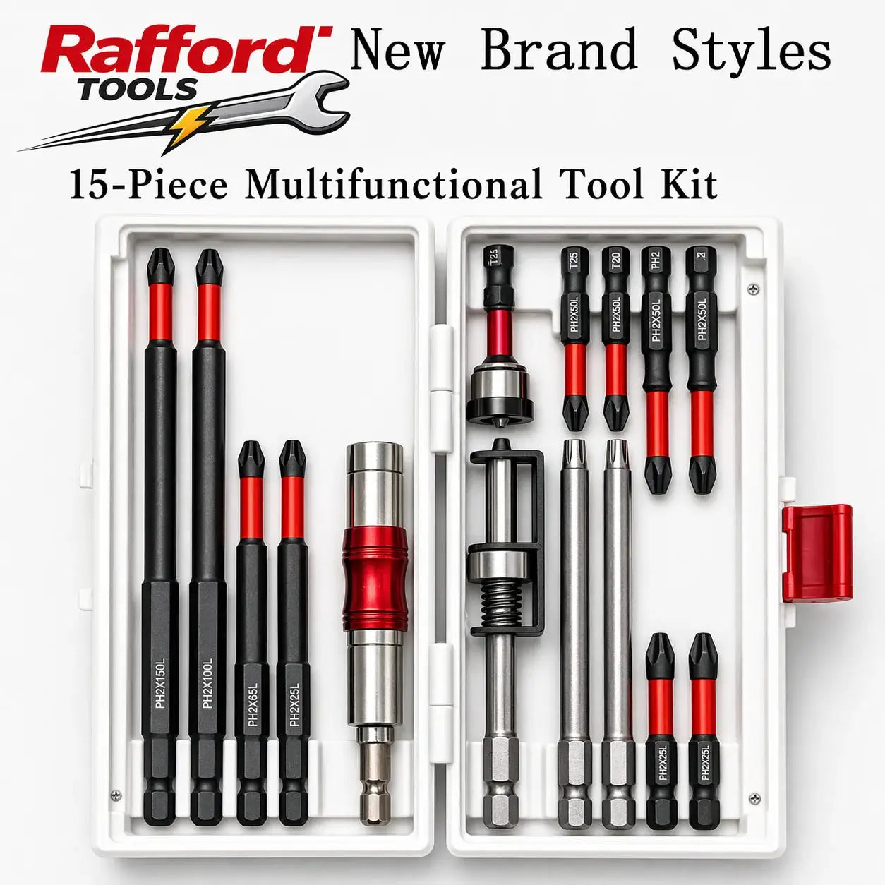 Rafford PH2 Magnetic Steel Screwdriver Bit Set — 15-Piece S2 Steel Impact Bit Set, Multi-Size Tool Accessories from PriceLows™