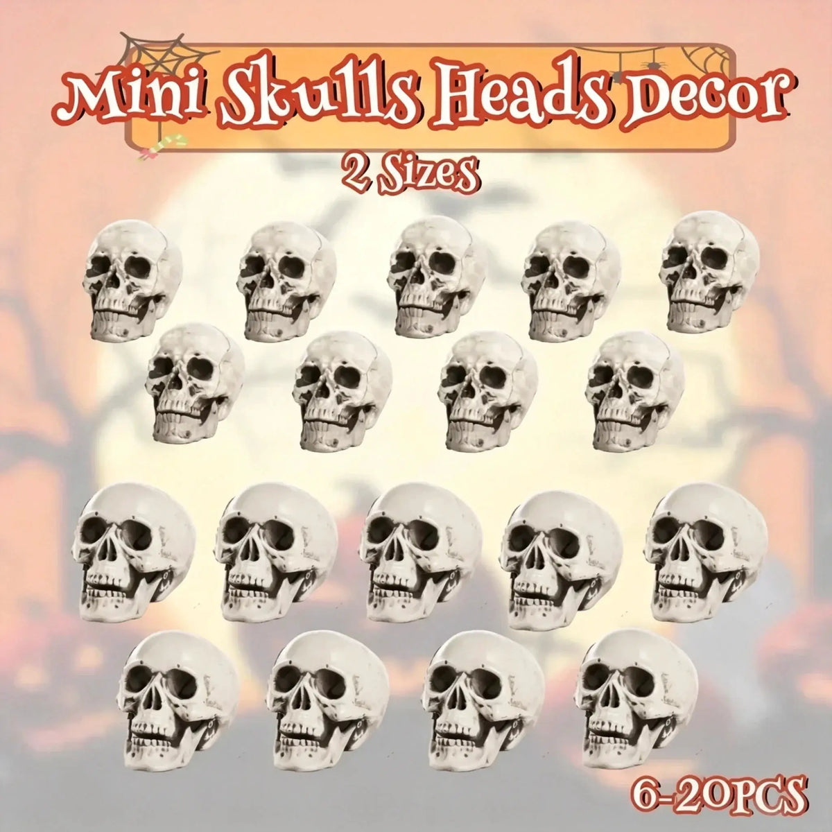 Mini Plastic Halloween Skulls | Rigid Build | Compact Shape | 2 Scale Options