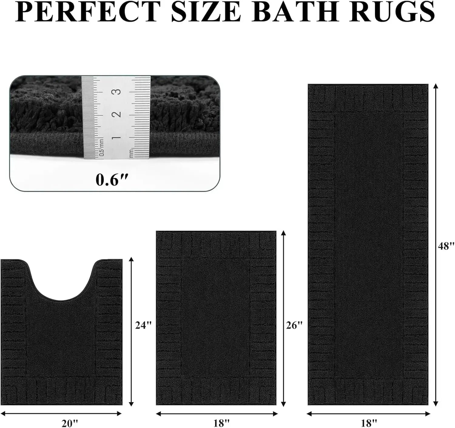 Bathroom Rugs Sets 3 Piece, U-Shaped Contour Toilet Mat, Absorbent Microfiber Plush Bath Mats Non Slip Machine Washable Shaggy from PriceLows™