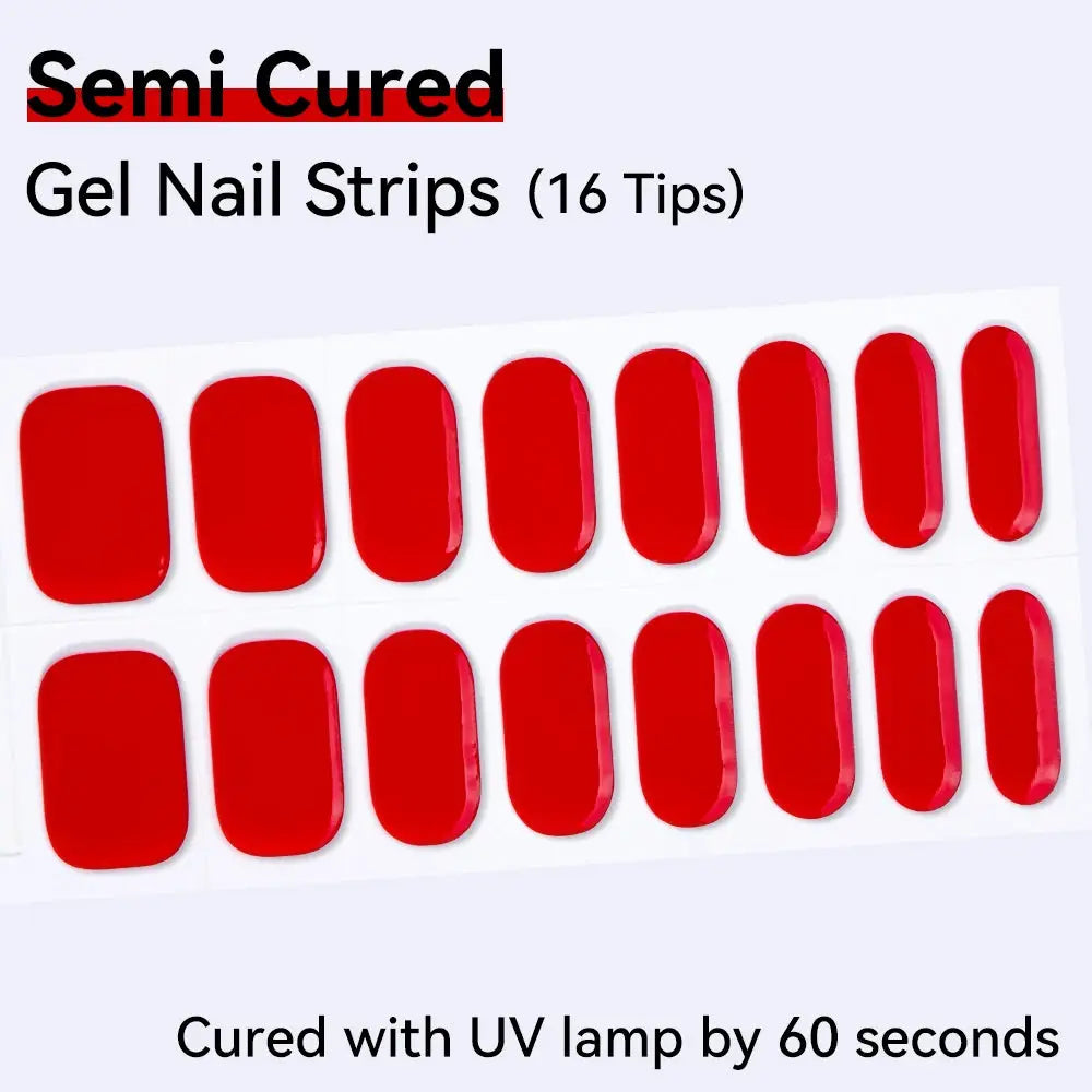 16strips Cartoon UV/LED Semi Cured Gel Nail Strips Pink Glitter Cat Eye Self-Adhesive Gel Nail Wraps Full Cover UV Nail Sticker from PriceLows™