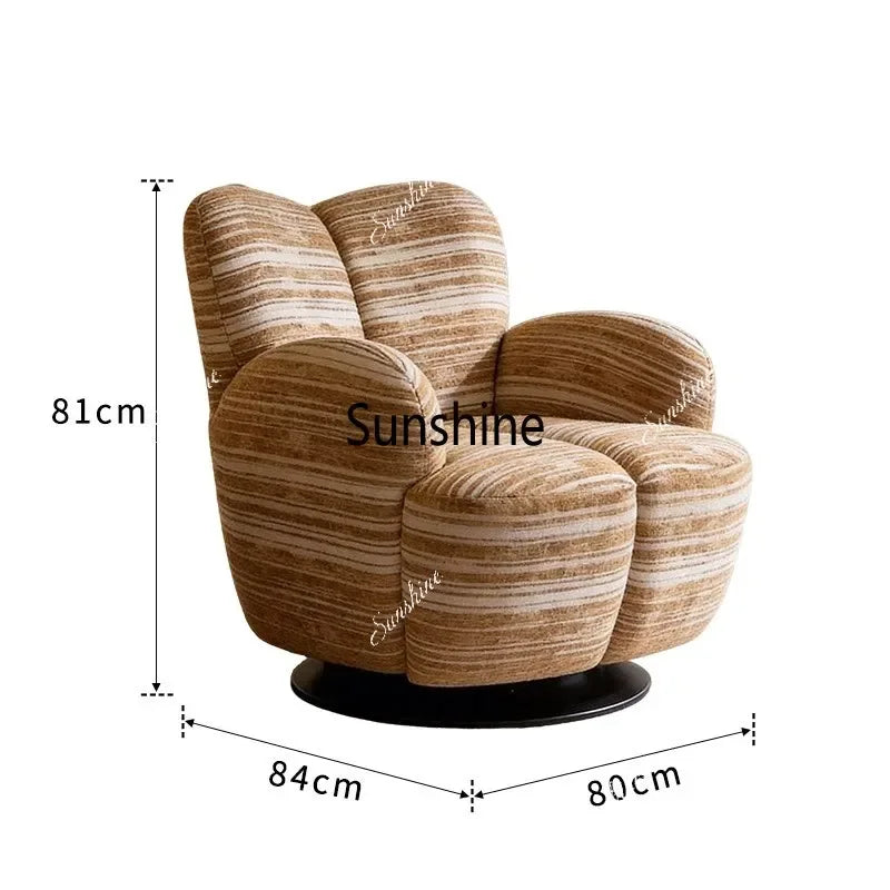 Rotating Chair | Striped Fabric | Wood Frame | Width Under 2000mm