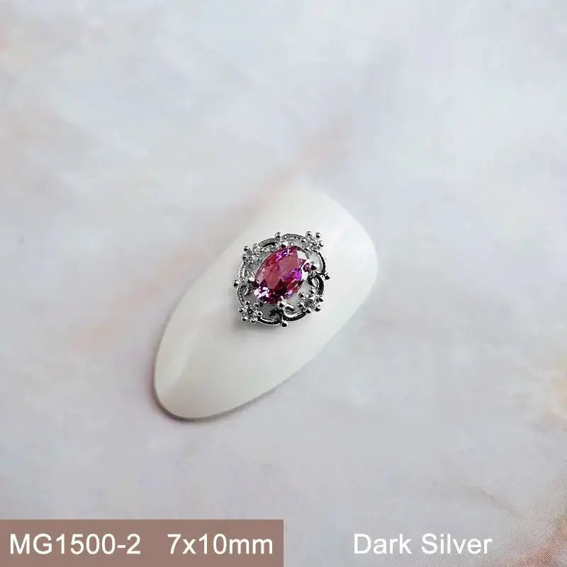 10pcs Pink Black Blue Oval Drop Round Zircon Bright Silver Nails Jewelry Decorations Nail Art Accessories Charms Parts Supplies from PriceLows™