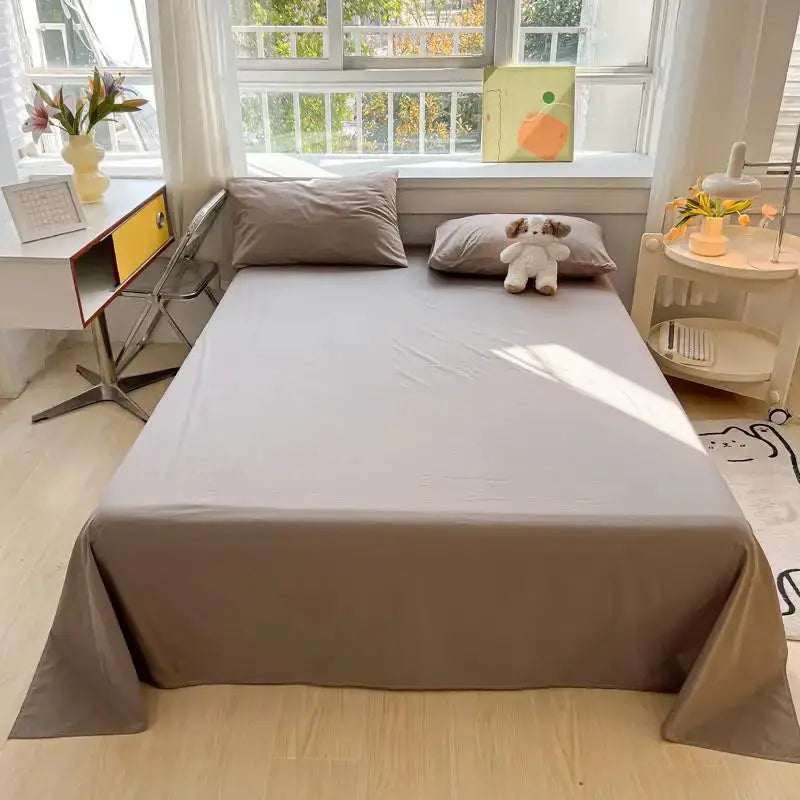 100%Organic Washed Cotton Bed Sheet 3Pcs Basic Percale Weave Soft Breathable Eco-Friendly Kids Adults Flat sheet Pillowcases from PriceLows™
