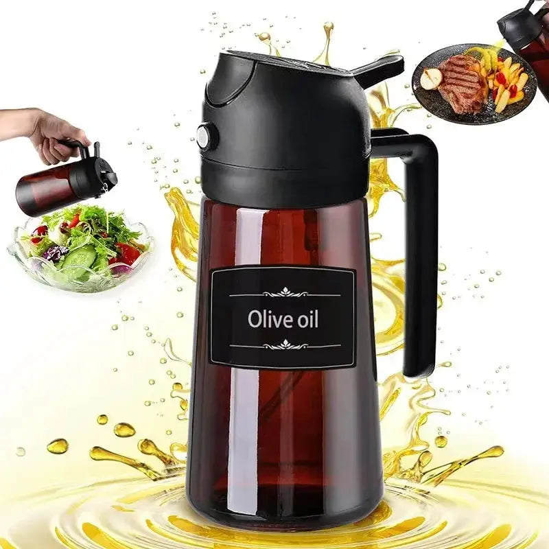 Oil Sprayer And Dispenser | 16oz Capacity | Glass Bottle | 2-In-1 Design