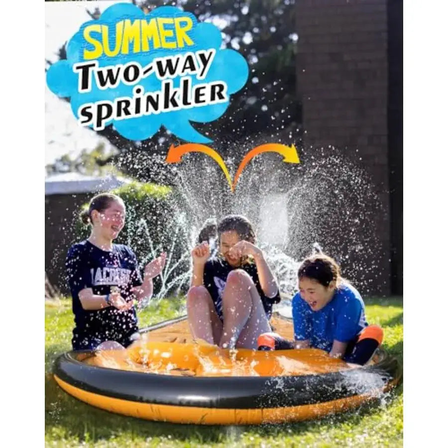 Backyard water slide for kids and adults, PVC material, blue and yellow, 32ft extra-long slip-and-slide with pool and 2 inflata from PriceLows™