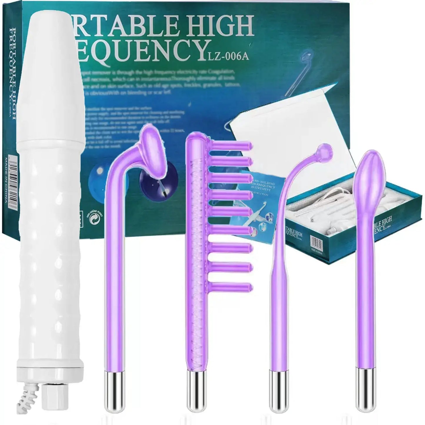 Portable Facial Skin Care Kit | High Frequency 120Khz | 4 Electrode Heads