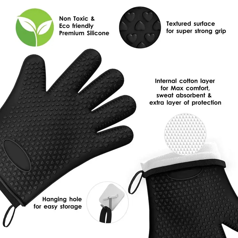 Silicone Oven Mitts | Heat Resistant | Non Slip | One Size