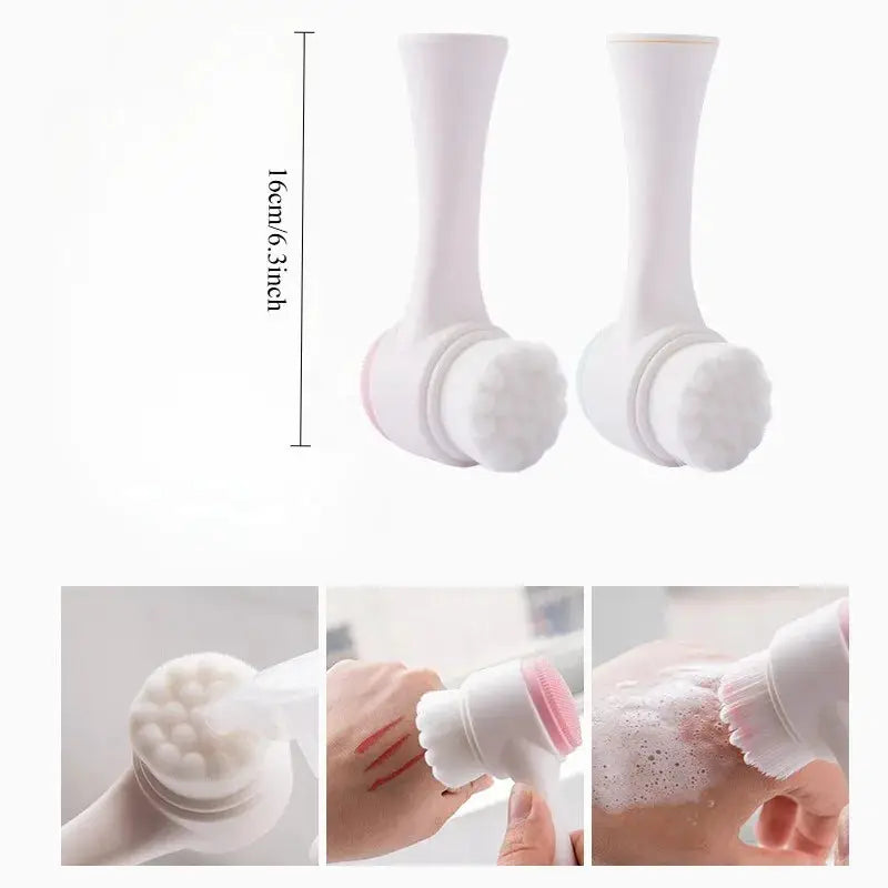 Facial Cleansing Brush | 2-in-1 Silicone And Bristle | Pore Cleanse And Massage