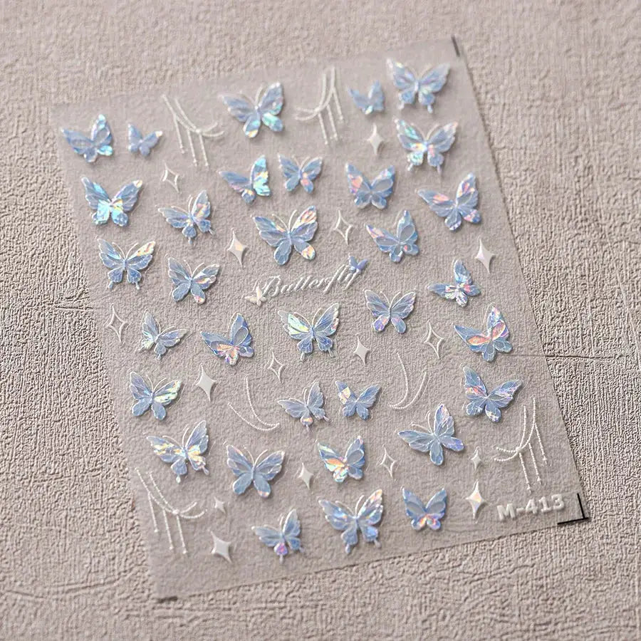 1Pcs 5D Embossed Aurora Butterfly Nail Art Stickers Self Adhesive Decals For Nails Decoration DIY 3D Acrylic Nail Supplies Parts from PriceLows™