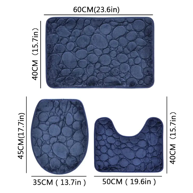 1 Set of Solid Color Simple Bathroom Water-absorbing and Non-slip Floor Mat Stone Pattern, Comfortable and Soft, Three-piece Set from PriceLows™