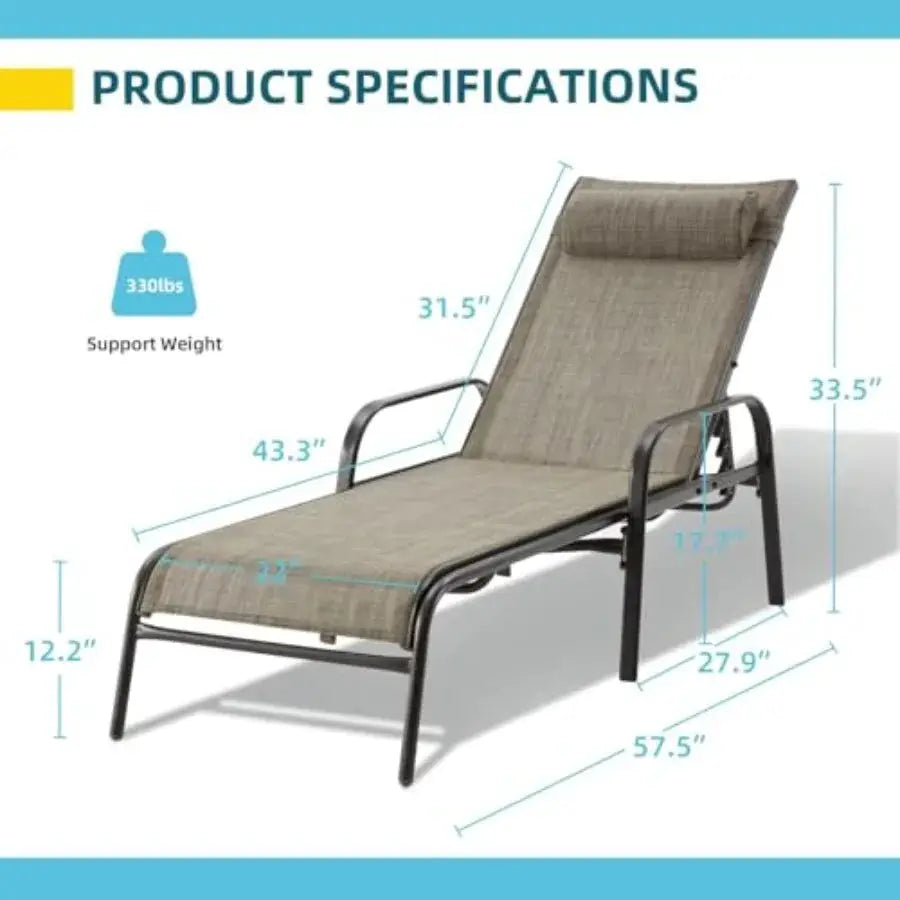 Patio Lounge Chairs Set of 2, All-Weather Waterproof Upgraded Outdoor Pool Chaise Lounge Chairs with Adjustable Backrest for Be from PriceLows™
