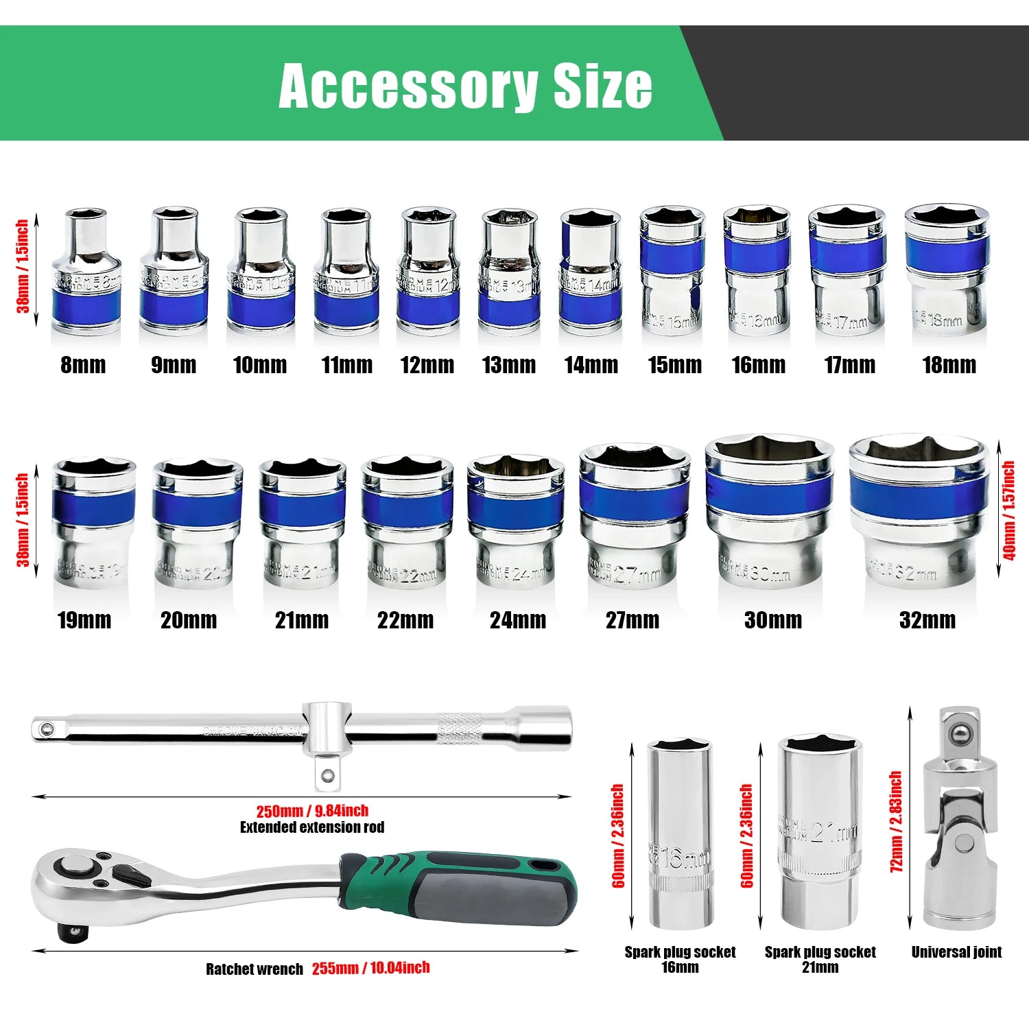 37pcs/set Socket Wrench Ratchet Set Repair Tools Chrome Vanadium Steel Wrench Multi-Varieties Efficient Ratchet Wide Application from PriceLows™