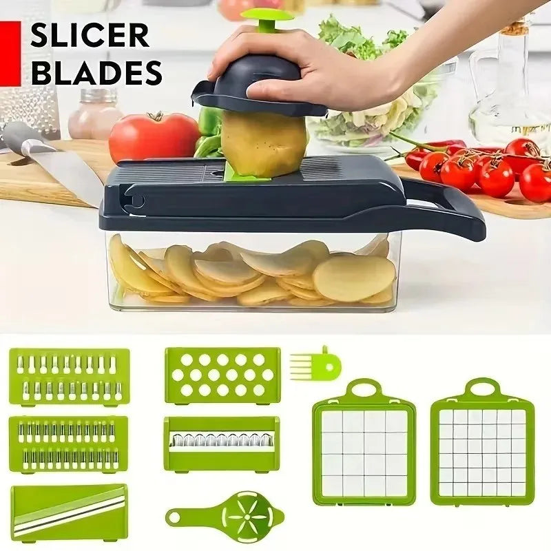 Vegetable Chopper | 14-in-1 | Stainless Steel Blades | One Size