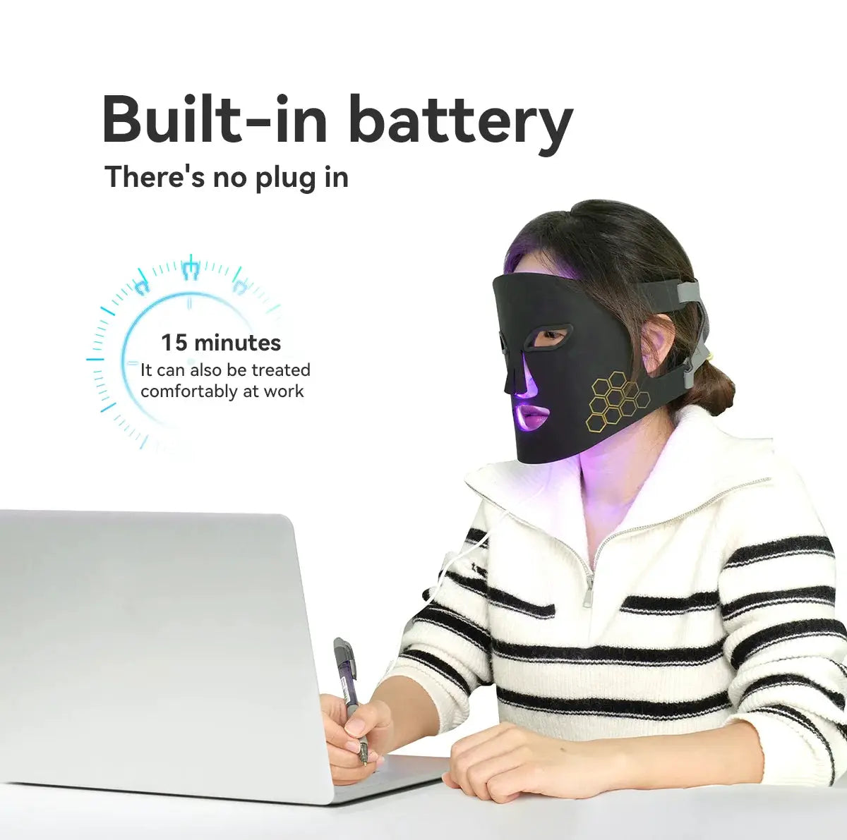 Hello Face Portable Red Infrared Blue LED Light Therapy Face Mask Acne Treatment, Skin Rejuvenation, Home Use for All Skin Types from PriceLows™