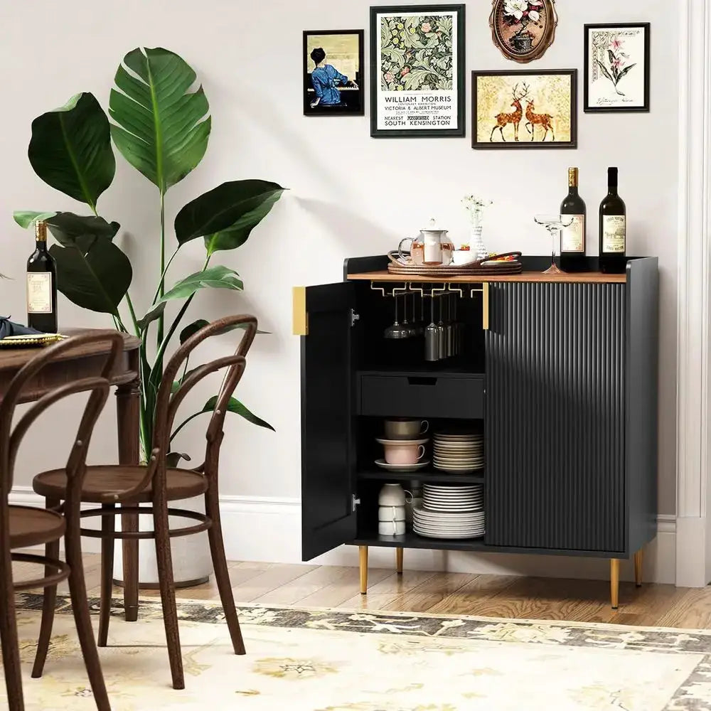 Elegant Sideboard Buffet Cabinet with Textured Finish, Coffee Bar Cabinet with Wine Storage for Kitchen, Dining, and Living Room from PriceLows™