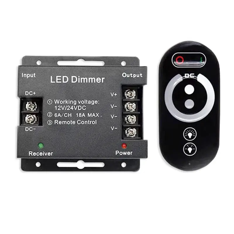 RF LED Single Color Strip Light Controller 12V 24V DC 18A 1 Channel PWM Lamp Signal Dimmer Full Touch Wireless Remote Control from PriceLows™