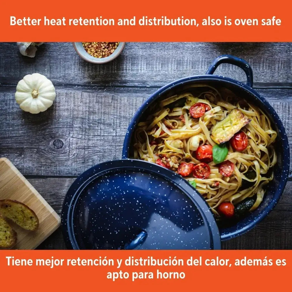 Stock Pot | Enamel Coated | 6 Qt Capacity | Oven Safe, Induction Compatible
