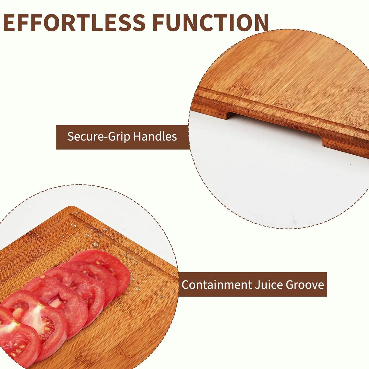 16x11 Inch Bamboo Cutting Board, Deep Juice Groove & Easy Grip Handles, Easy to | 11 Inch | Bamboo | Home