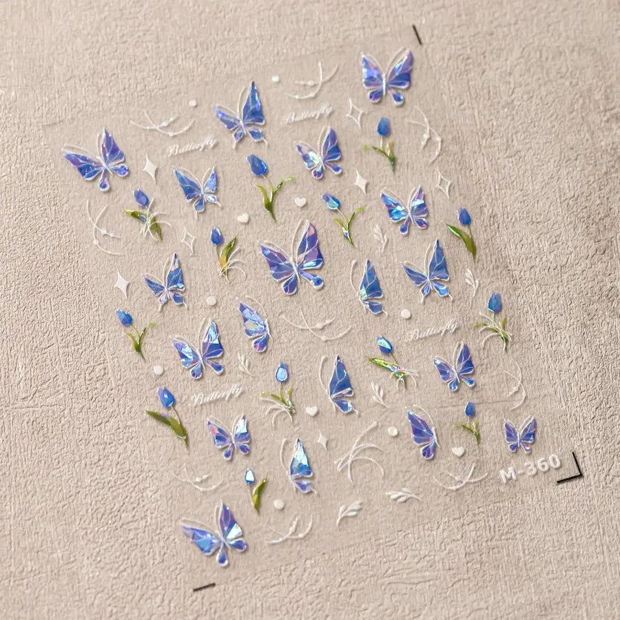 1Pcs 5D Embossed Aurora Butterfly Nail Art Stickers Self Adhesive Decals For Nails Decoration DIY 3D Acrylic Nail Supplies Parts from PriceLows™