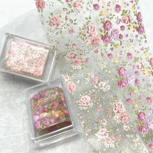 1Pc 100cm Flower Nail Foils for Transfer Paper Floral Stickers Rose Nails Wraps Tulip Nail Art Decorations from PriceLows™