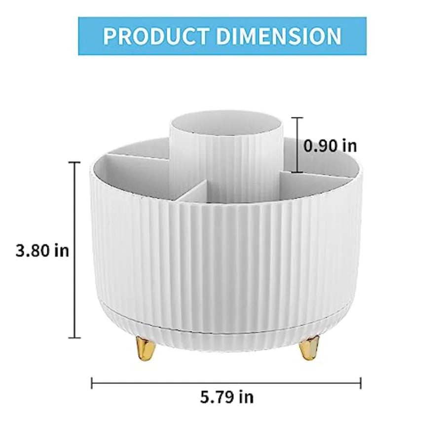 Desk Organizer | 360-Degree Rotation | 5 Compartments Pencil Holder