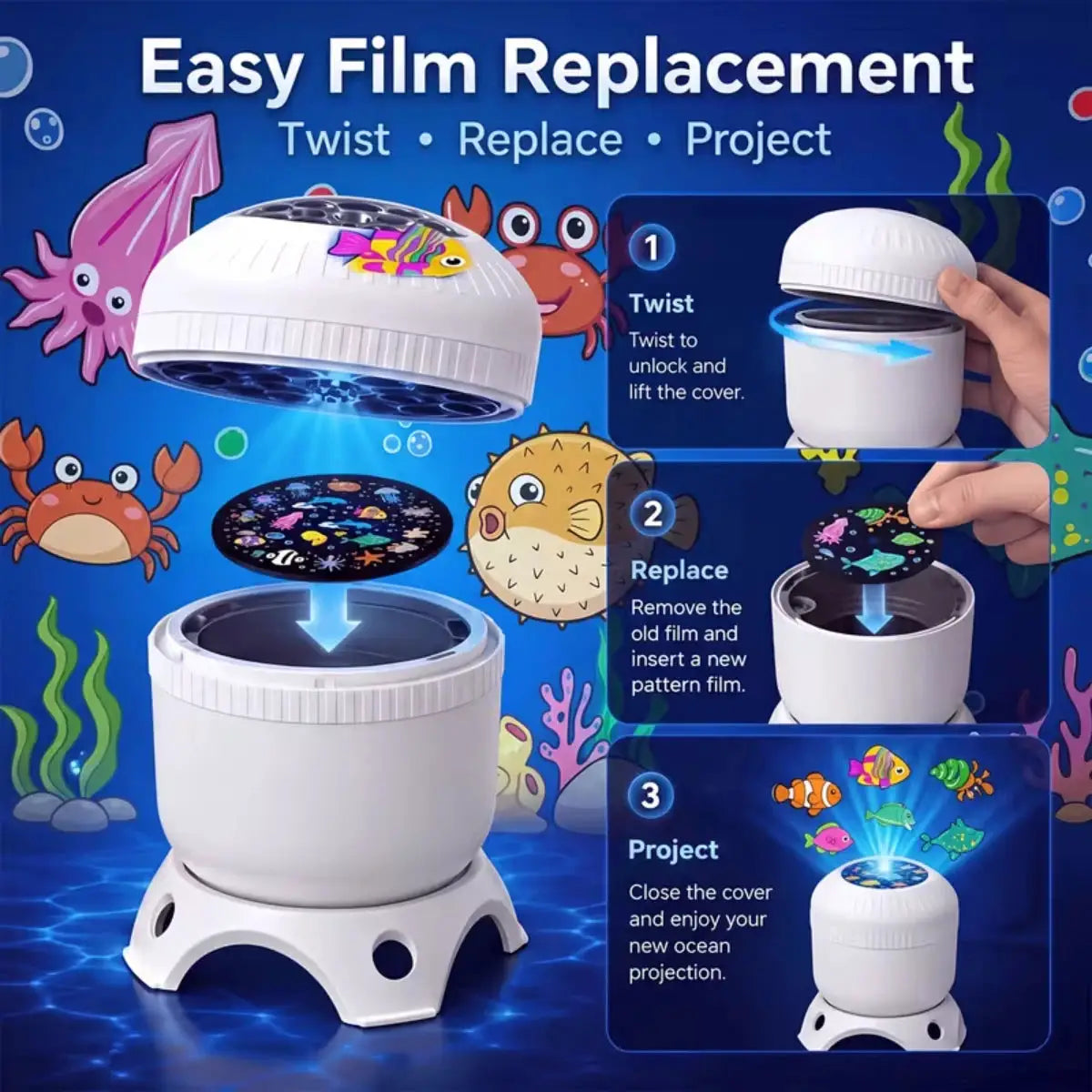 LED Projector Light | 8 In 1 | Dynamic Rotating | Indoor Decor