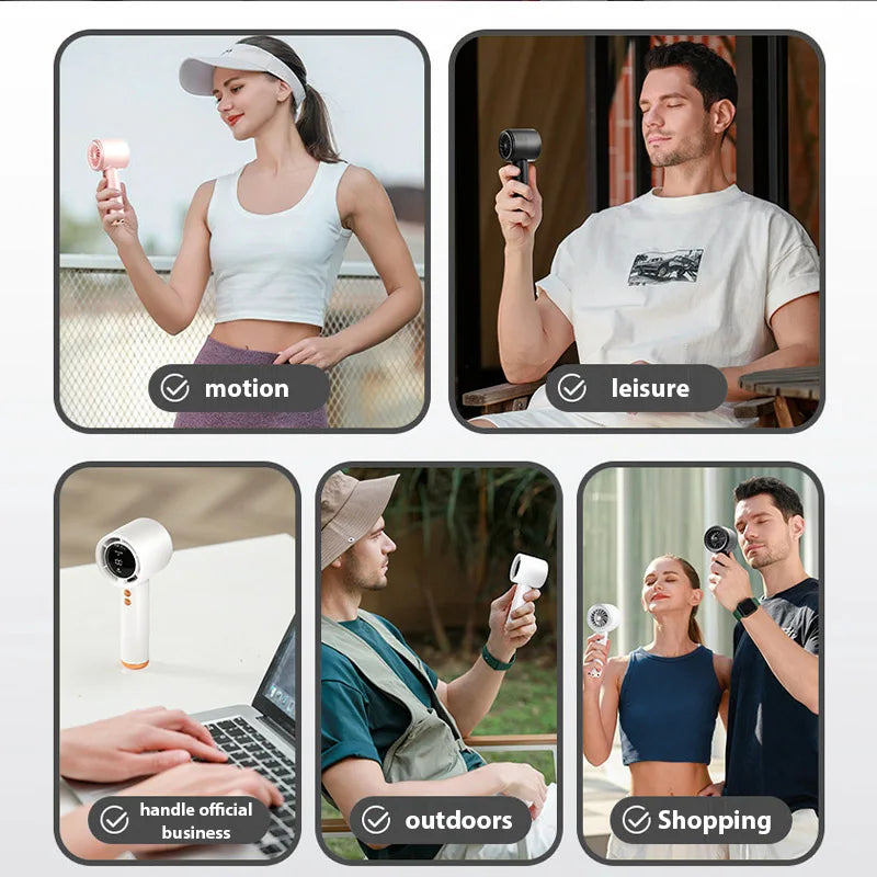 Handheld Fan | LED Display | USB Rechargeable | Outdoor Use