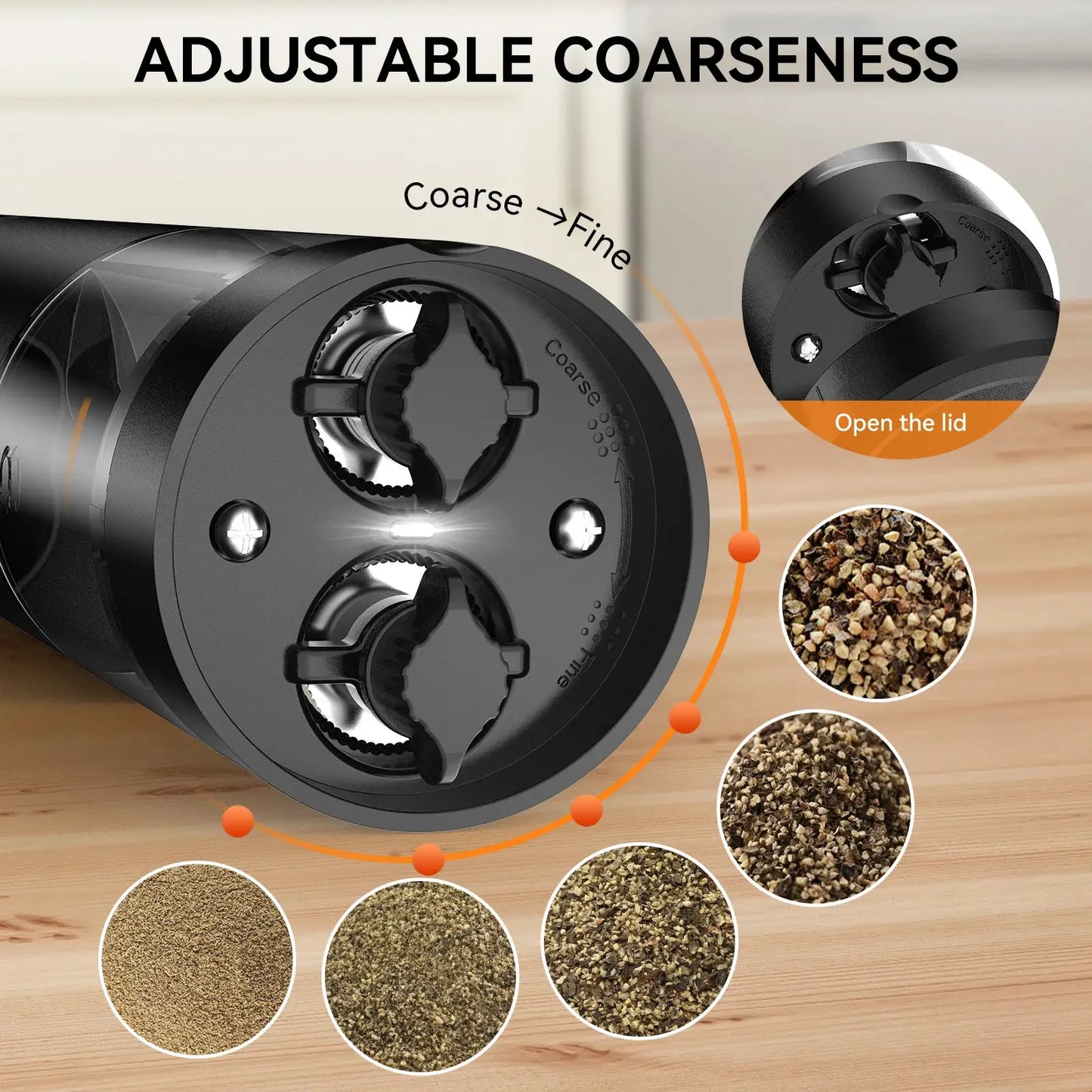 Electric Salt And Pepper Grinder Set | Rechargeable Type C | LED Light | 2 in 1