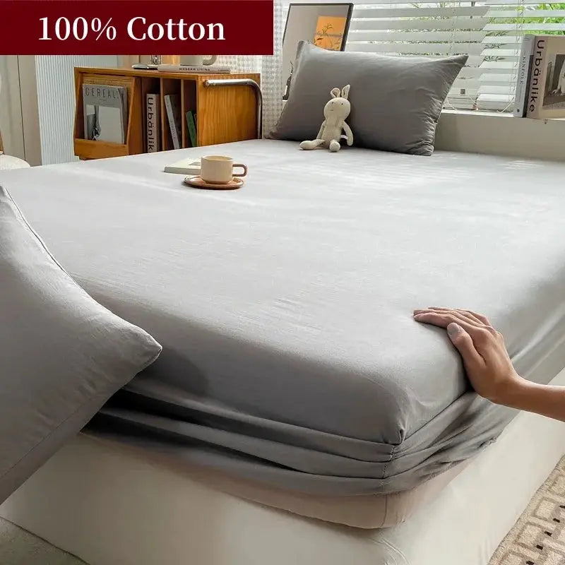 100% Cotton Fitted Bed Sheet With 360 Elastic Band Bedsheet Bedspread for Single Double King Queen Size Mattress Protector Cover from PriceLows™