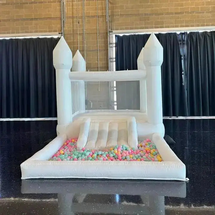 13FT Inflatable White Bounce House with Slide & Ball Pit, Creates a Magical Atmosphere for Weddings and Events from PriceLows™