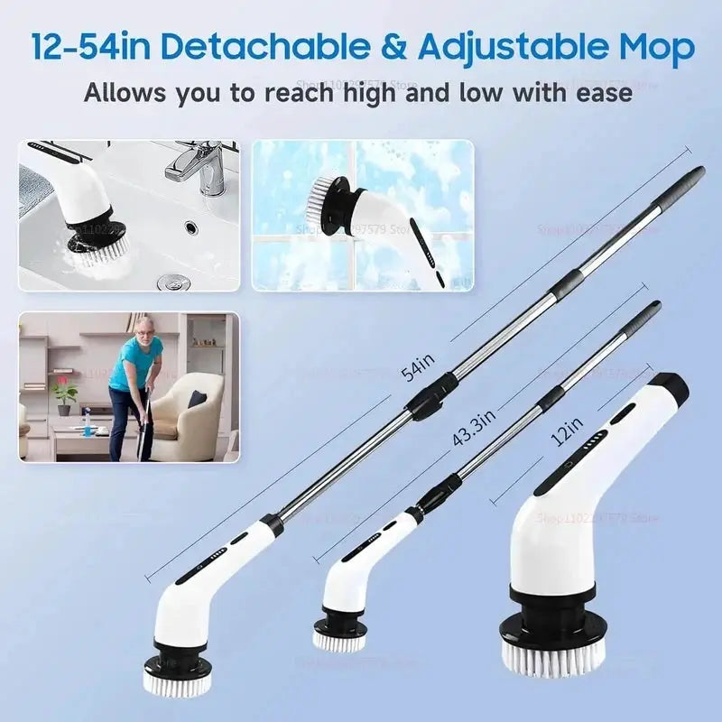 9 In 1 Electric Spin Scrubber | Cordless | Adjustable Extension Handle | One Size