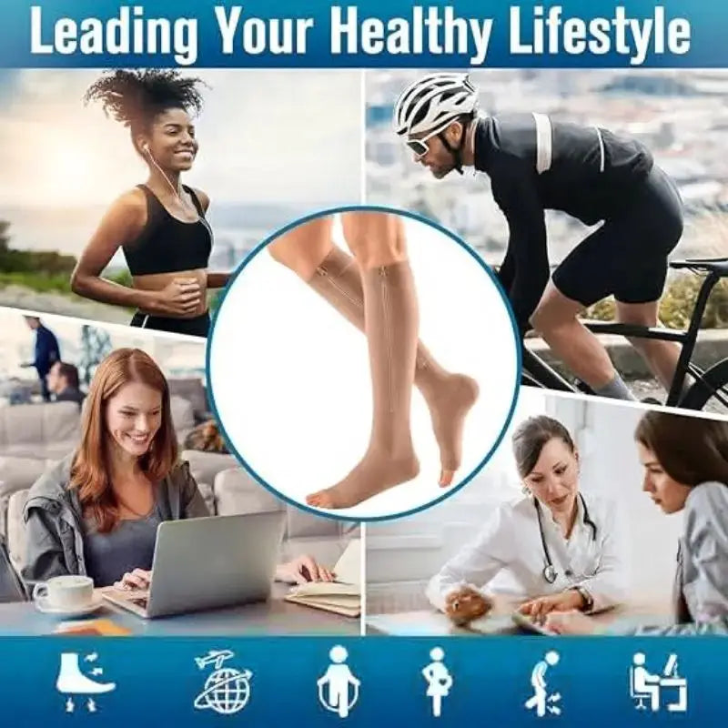 Knee High Compression Socks | 20-30 Mmhg Pressure | Nylon Athletic