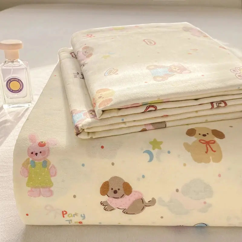 All Season Comfort 100% Cotton Flat Sheet , Soft Breathable Cute Cartoon Print Top Sheet, Wrinkle Resistant Fade Resistant from PriceLows™