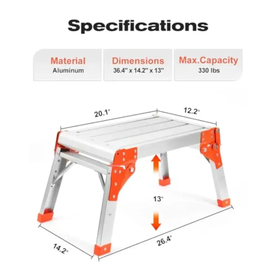 Foldable RV Step Stool with Rubber Feet Heavy Duty Aluminum Work Platform for RV Entry Trailer Camper Fishing and Outdoors from PriceLows™