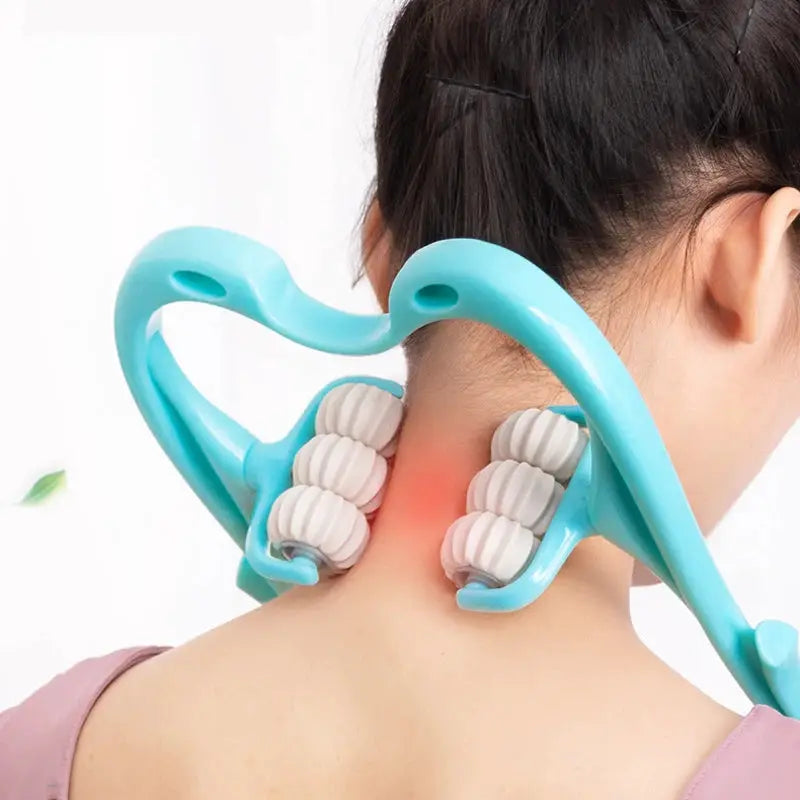 Six Wheel Neck Massager | Manual Kneading Relief | Clip On Home Use