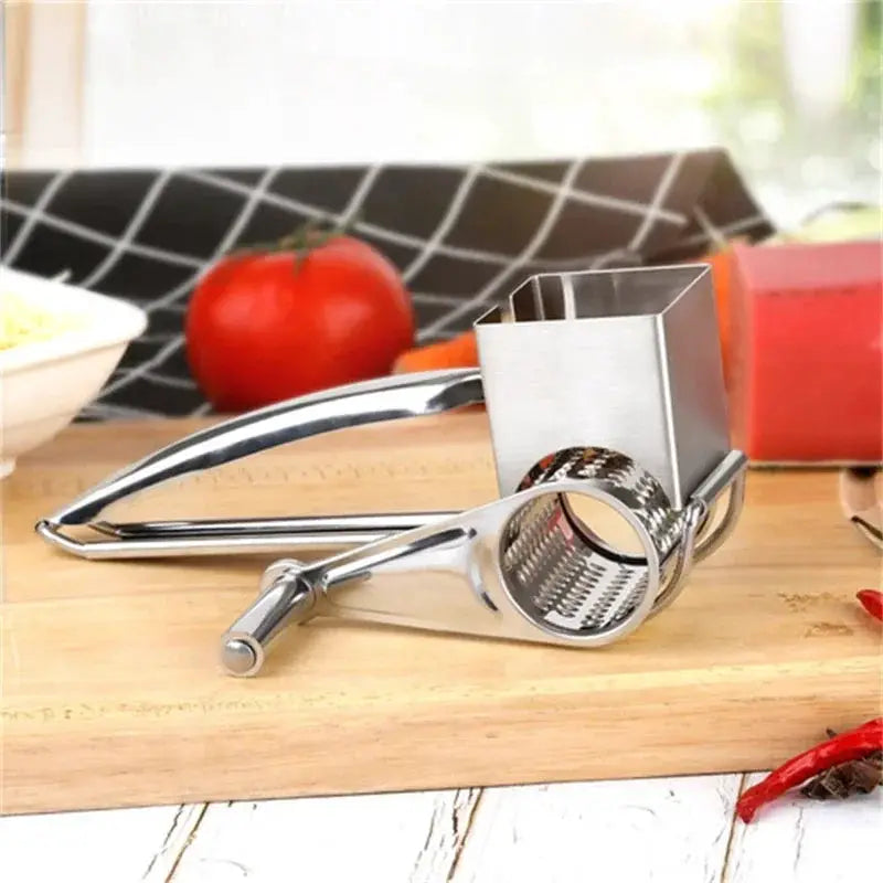 Cheese Grater | Stainless Steel | Crank Rotary Blades | Compact