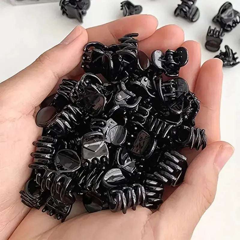 Small Hair Claw Clips | Mini Size | Black And Clear Plastic