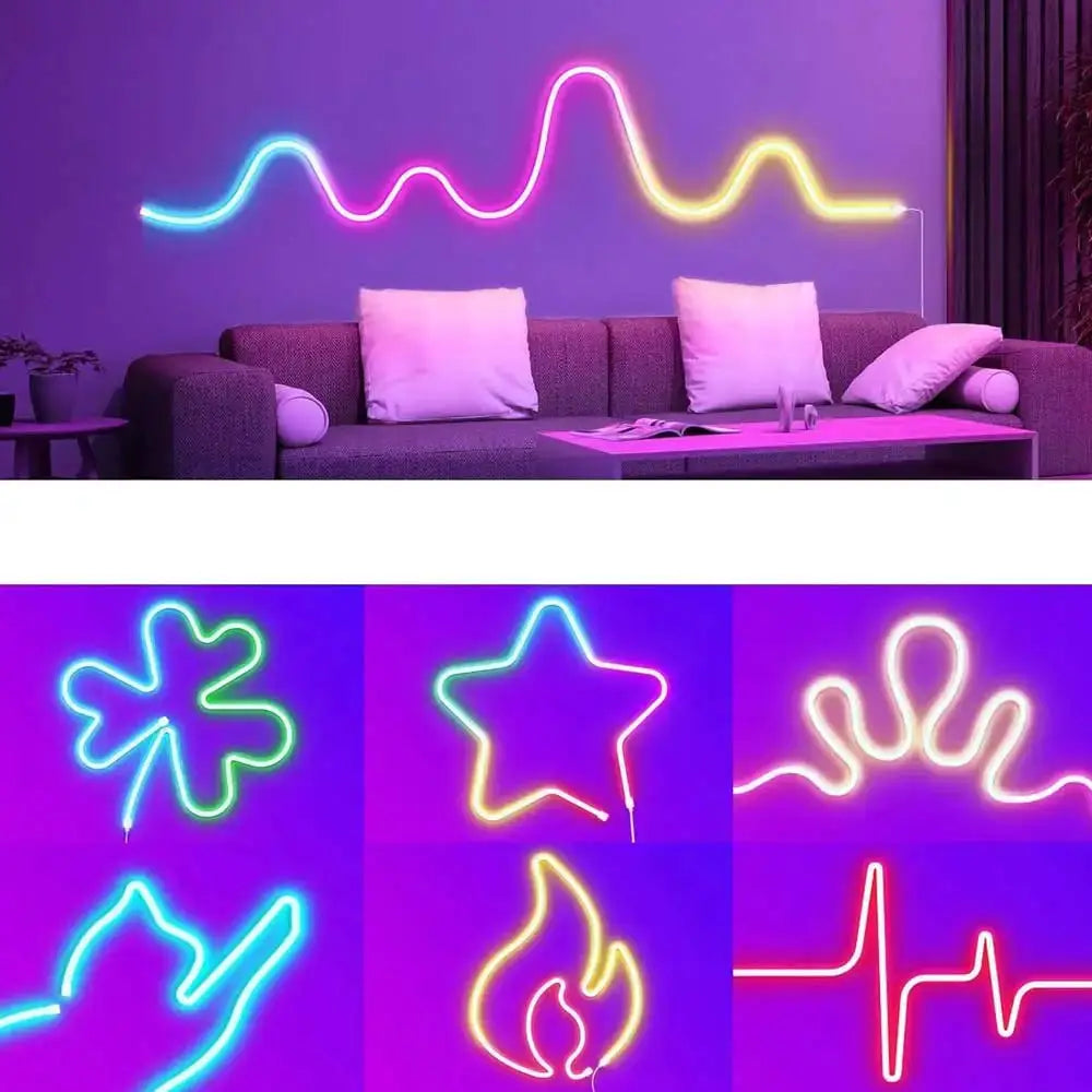 TUYA Neon LED Strip Lights 5V 72LEDs/M Silicone Neon Rope Light with Music Sync RGBIC Dreamcolor Chasing Strip Tape for Room from PriceLows™