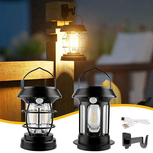 Solar Motion Sensor Lanterns Outdoor Hanging Lamps Waterproof Camping Lights for Outside Garden Patio Yard, Retro Vintage, Gifts from PriceLows™