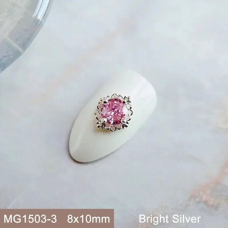 10pcs Pink Black Blue Oval Drop Round Zircon Bright Silver Nails Jewelry Decorations Nail Art Accessories Charms Parts Supplies from PriceLows™