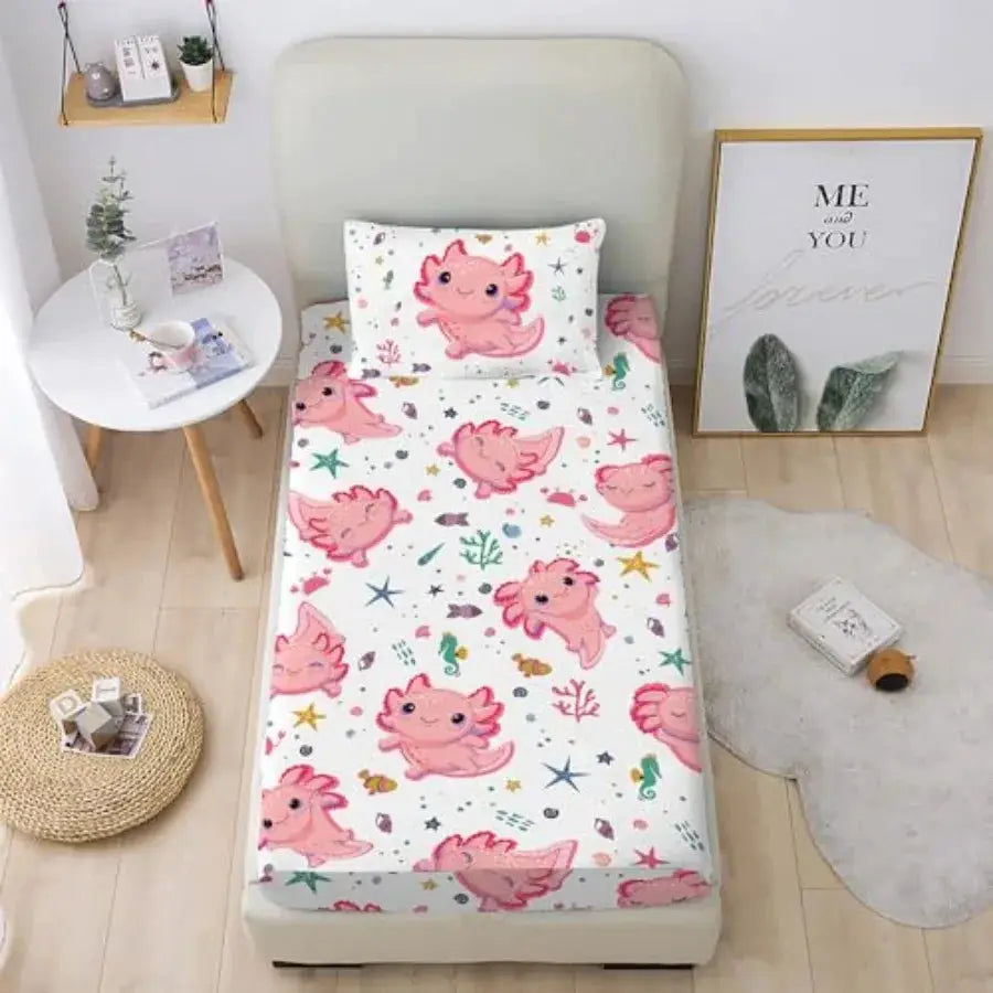 Girls Sheet Set for Pink - 3D Kawaii Ocean Bedding Bed Set - Microfiber Super Soft Bed Sheets Set 1 Fitted Sheet 2 Pillow Cases from PriceLows™