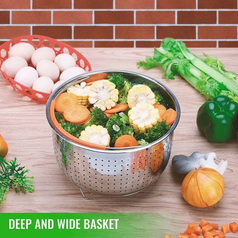 Stainless Steamer Basket | Silicone Handle | Instant Pot Accessory | One Size