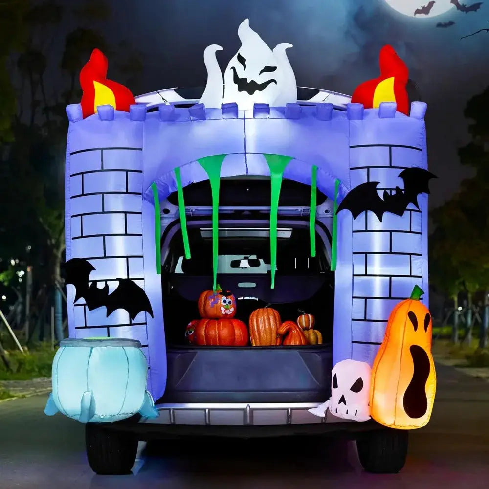 Haunted Castle Inflatables | 6 Ft Tall | Built In Led Lights | Outdoor