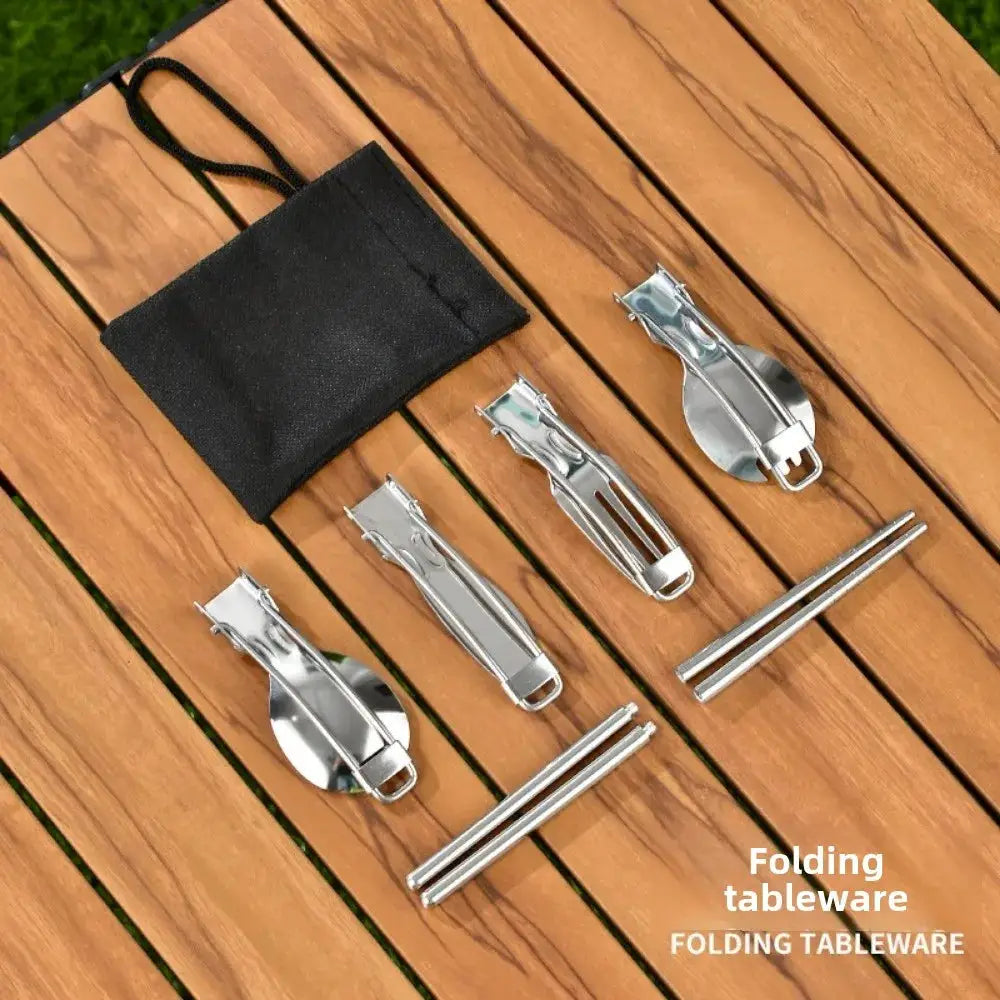 12PCS Adventure Camp Cook Set Camping Pots and Pans Family Cookset Non-toxic 304 Stainless Steel Kitchenware Set Foldable from PriceLows™
