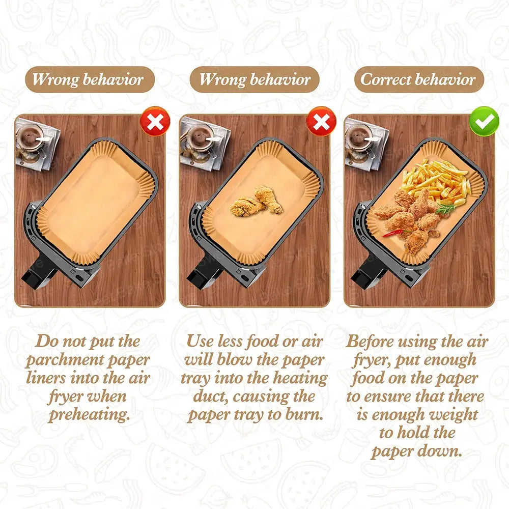 Air Fryer Parchment Liners | 22x14 cm | Ninja DZ201 DZ401 FG551 | Disposable